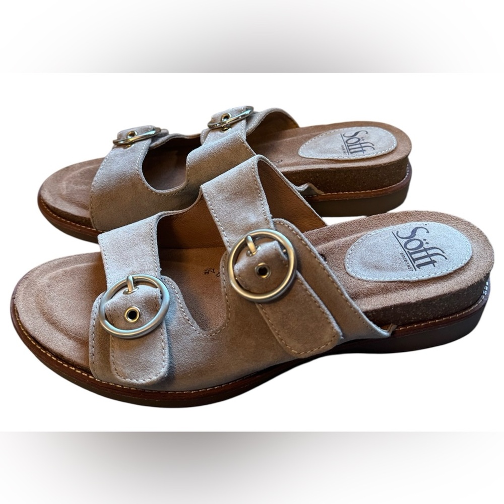 Sofft Women’s Brooklyn Tan Slip-On Sandals | Leather Upper Lining | Size 7.5M